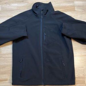 Mens Soft Shell Jacket Minus Full Zip Black Outdoor Hiking Coat Size Large